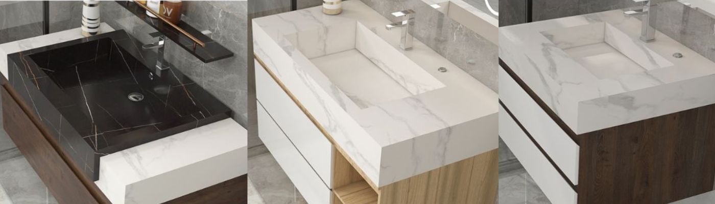 Sintered stone bathroom cabinets