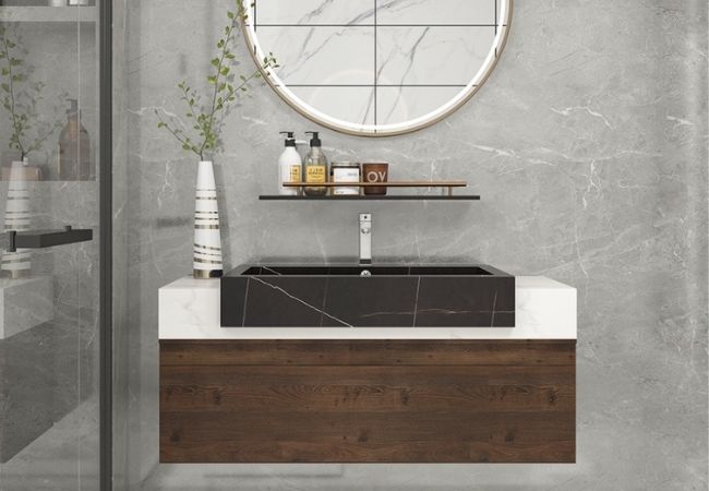 sintered stone bathroom cabinet